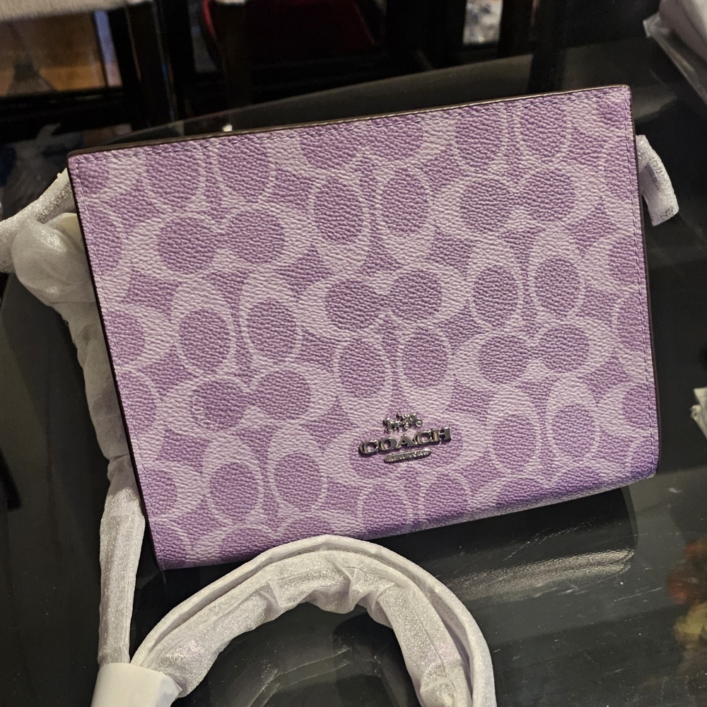 Coach Slim Crossbody Bag In Signature Canvas Iris Purple